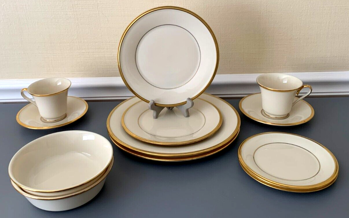 Lenox Eternal Dimension Collection Plates Bowls Cups 2 Place Settings, Set of 12