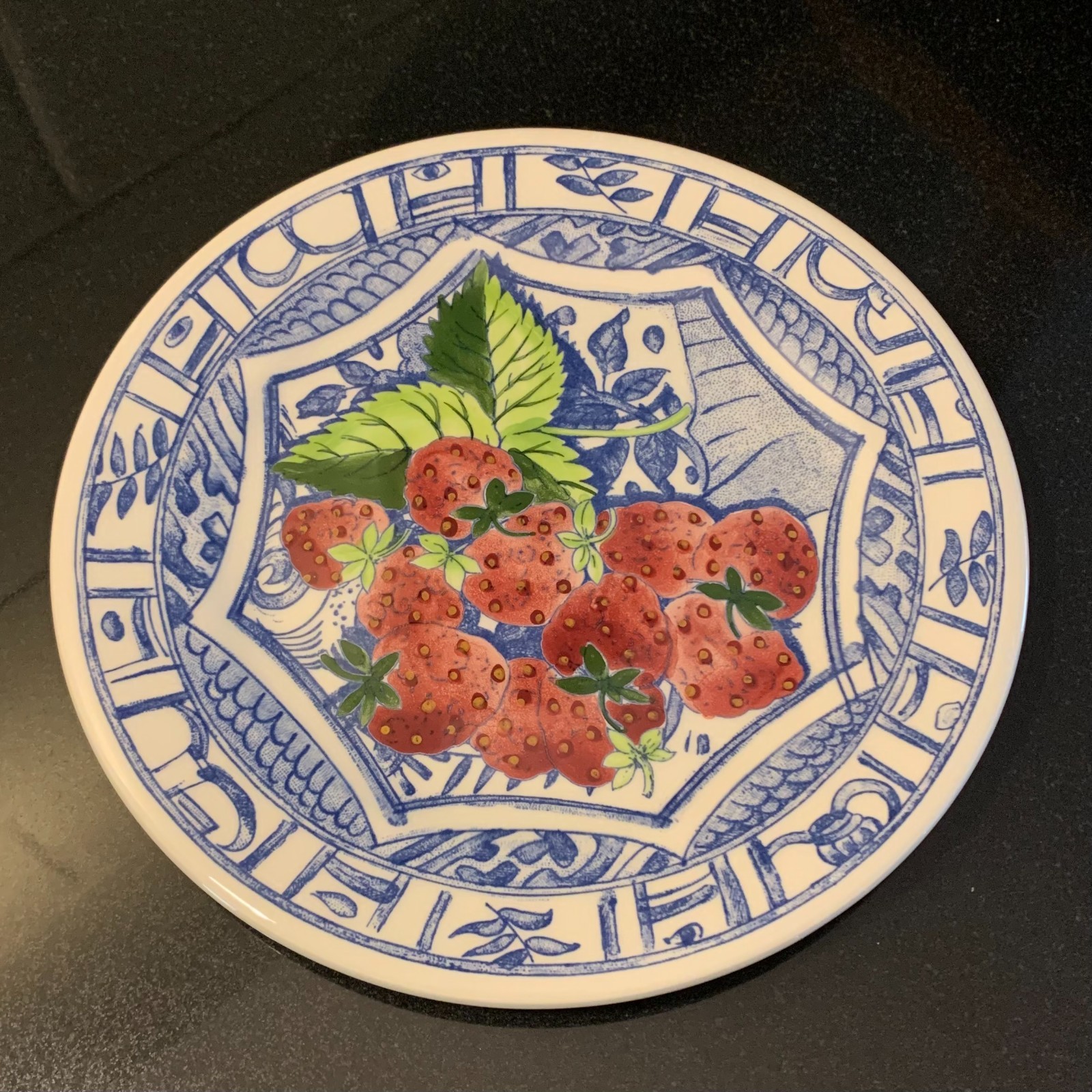 Gien Oiseau Bleu Fruit 8 3/4″ Salad Plate Strawberry France MINT Multiple Avail.