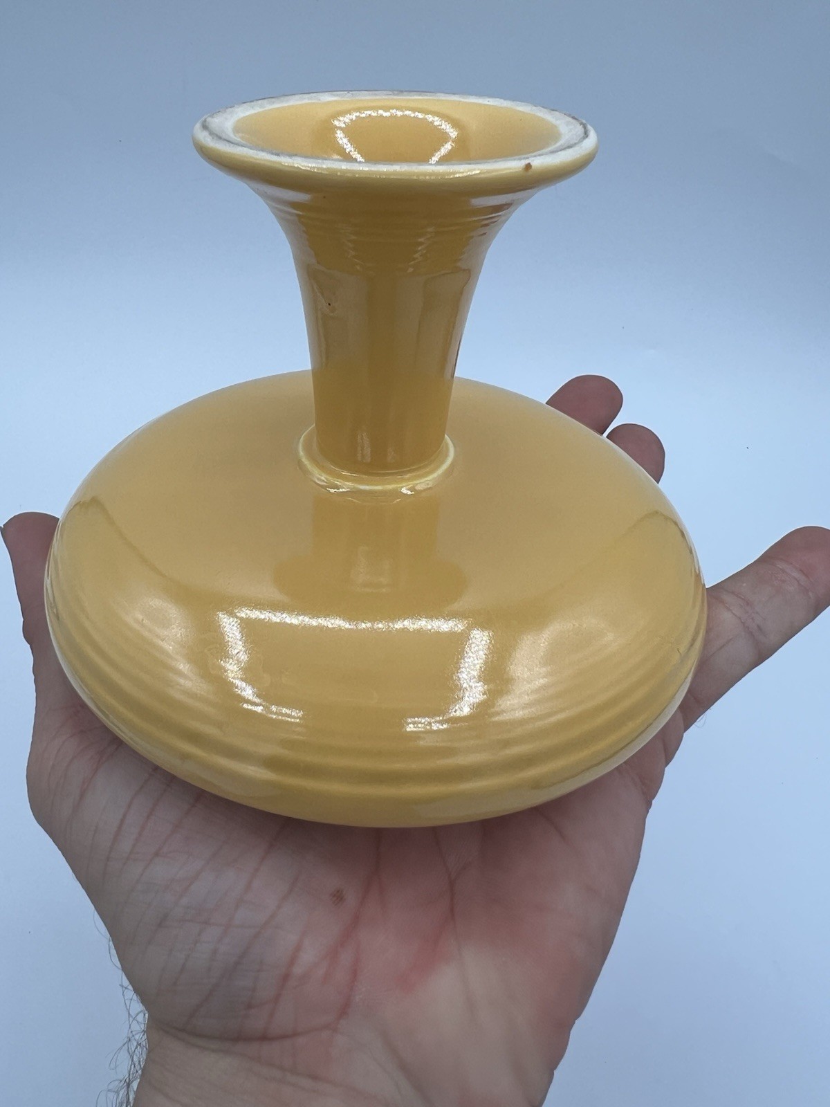 Vtg Fiestaware Sweets compote yellow pedestal dish 3.5” Tall Fiesta