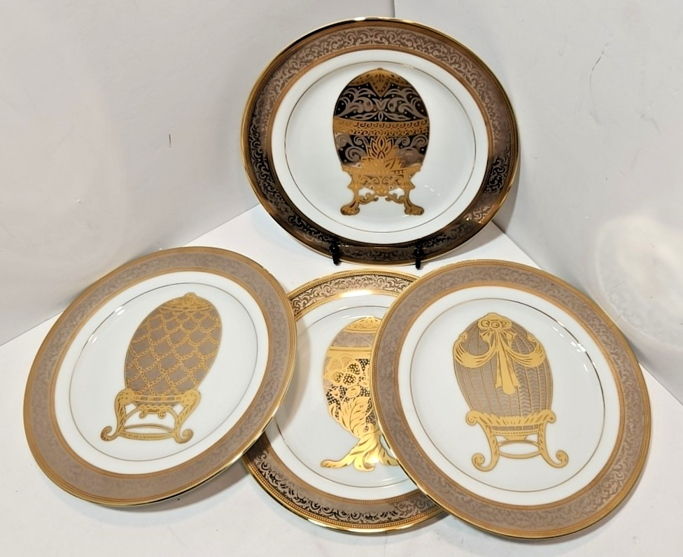 Muirfield New York Victorian Lace #9338 Salad Plates 8.25″ Set of 4 Gold Trim