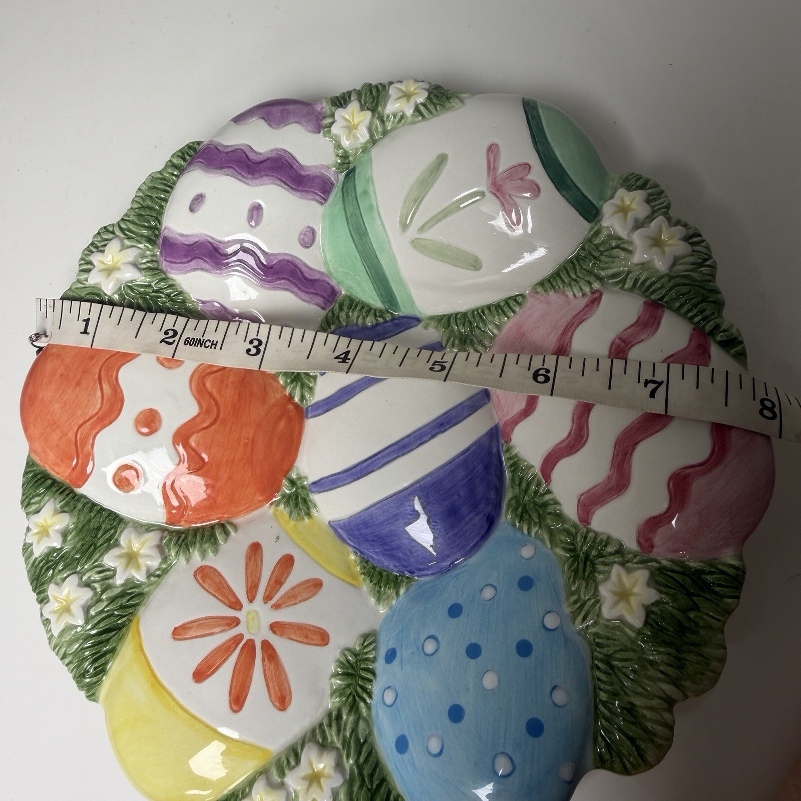Fitz and Floyd Easter Egg Canape Plate Hanging Wall Decor Spring Colorful