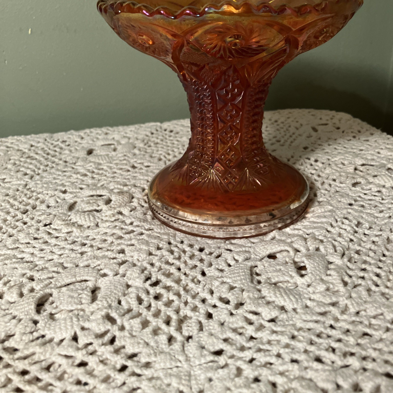 Marigold Orange Carnival Glass Punch Bowl Base – Imperial ?