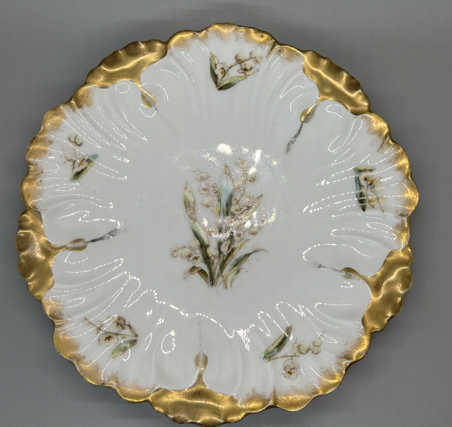 Antique Laviolette Limoges 7.5” Gilded Plate c. 1905 No Cracks Or Crazing