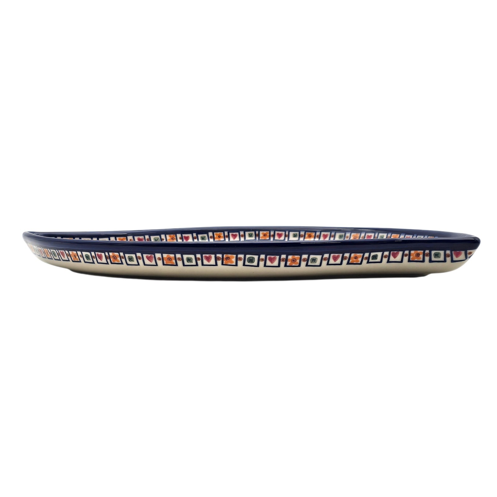 VTG VENA UNIKAT Polish Pottery Teardrop Dish M Hand Painted Boleslawiec 14.25″