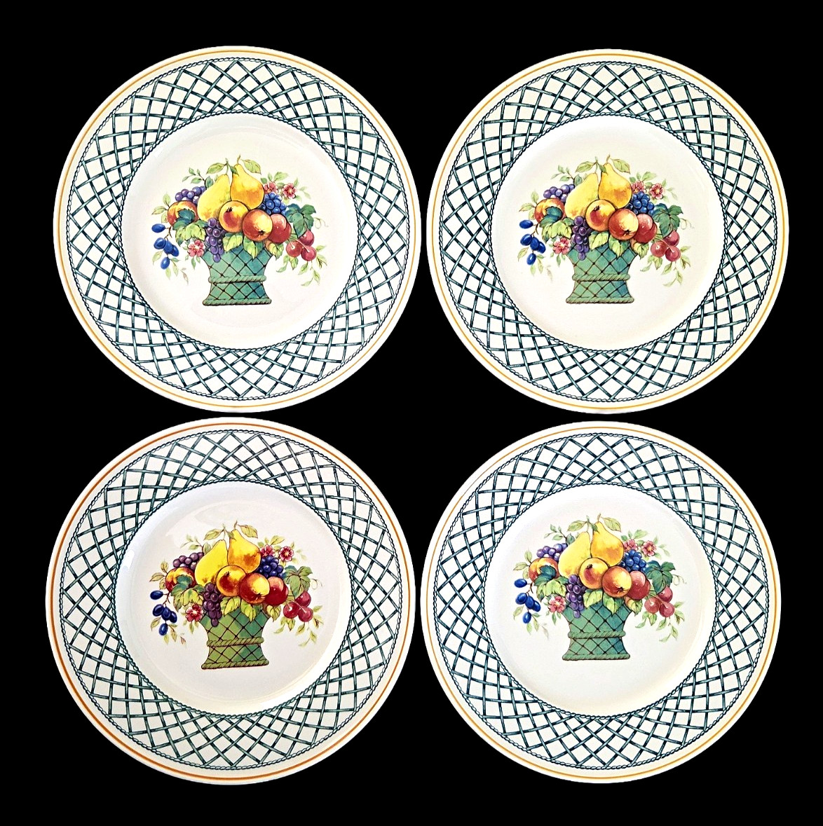 Set Of 4 Villeroy & Boch Basket Pattern Salad Plates 8.5″ Made In Germany