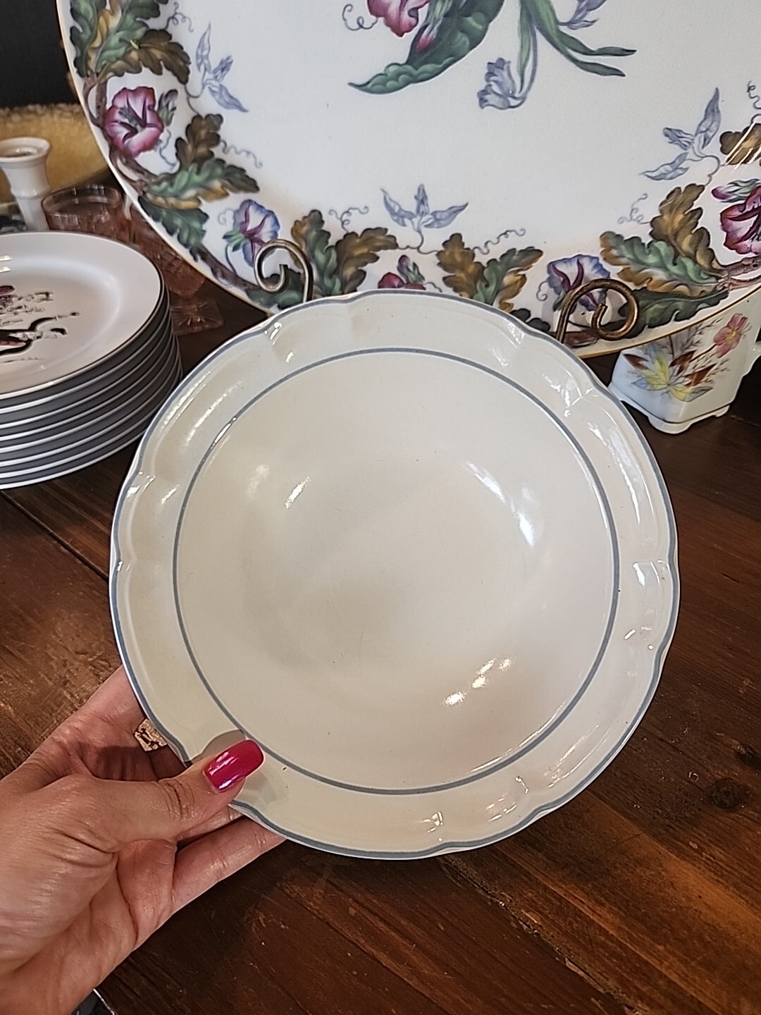 Vintage Cordella Collection Stoneware 9.1/4″ Serving Bowl Bluet