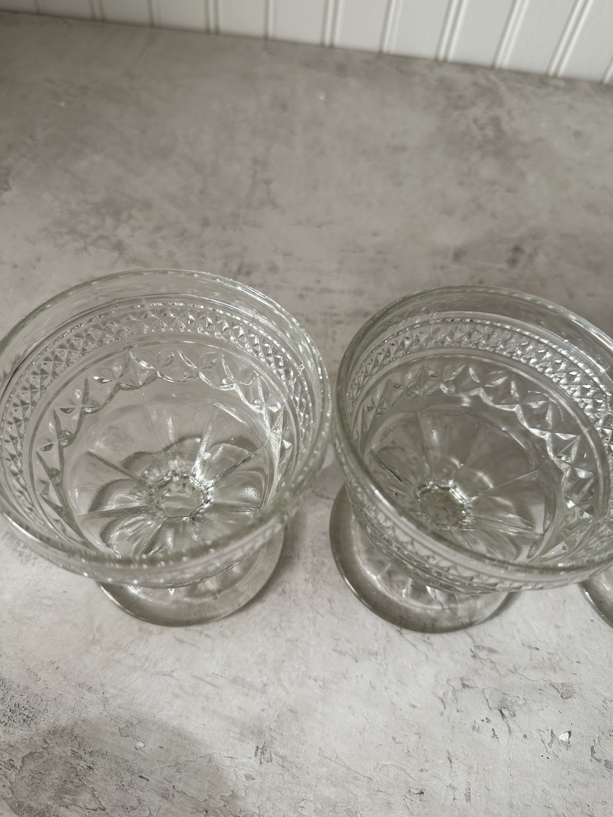 Set of 4 Anchor Hocking Wexford Clear Glass Dessert Cups Sherbet Dishes Vintage