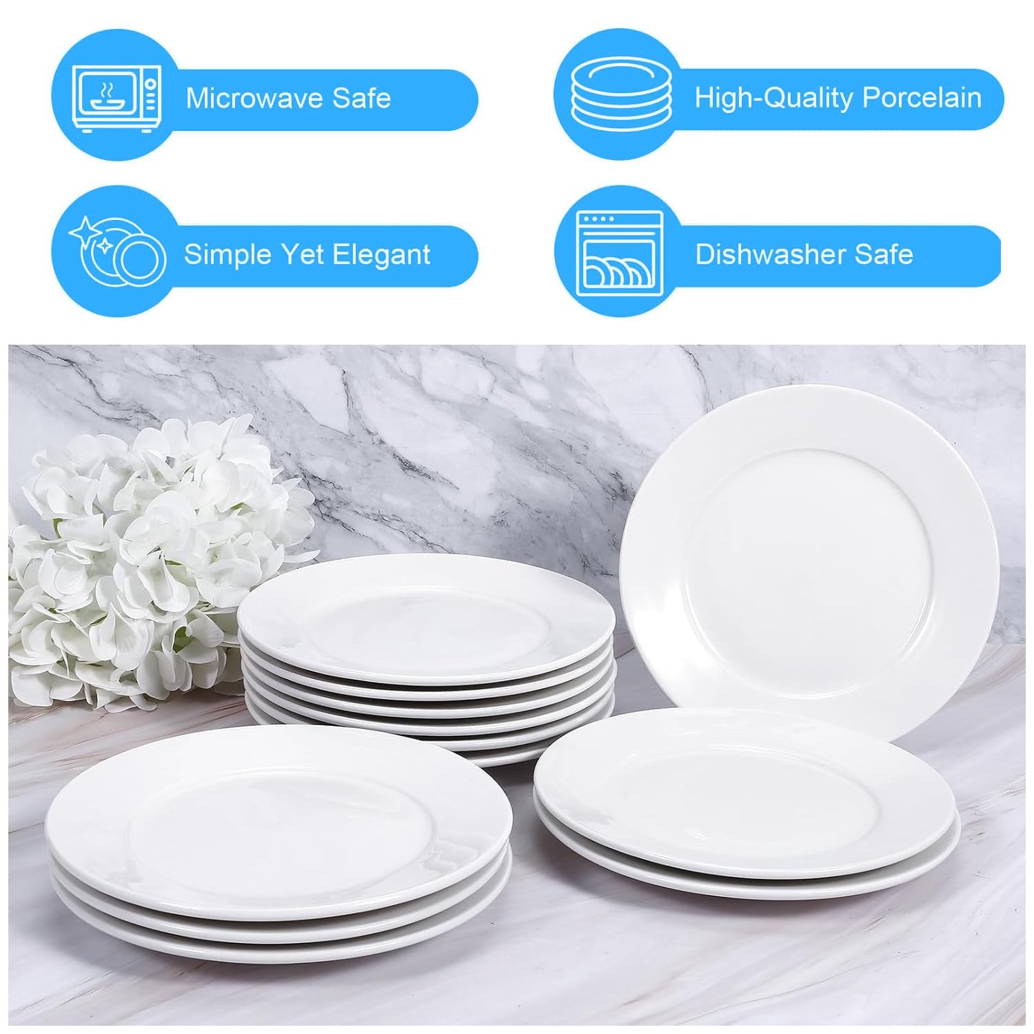 12 Pcs Porcelain Dessert Plates, 6 Inch White Appetizer Plates, Ceramic Salad…