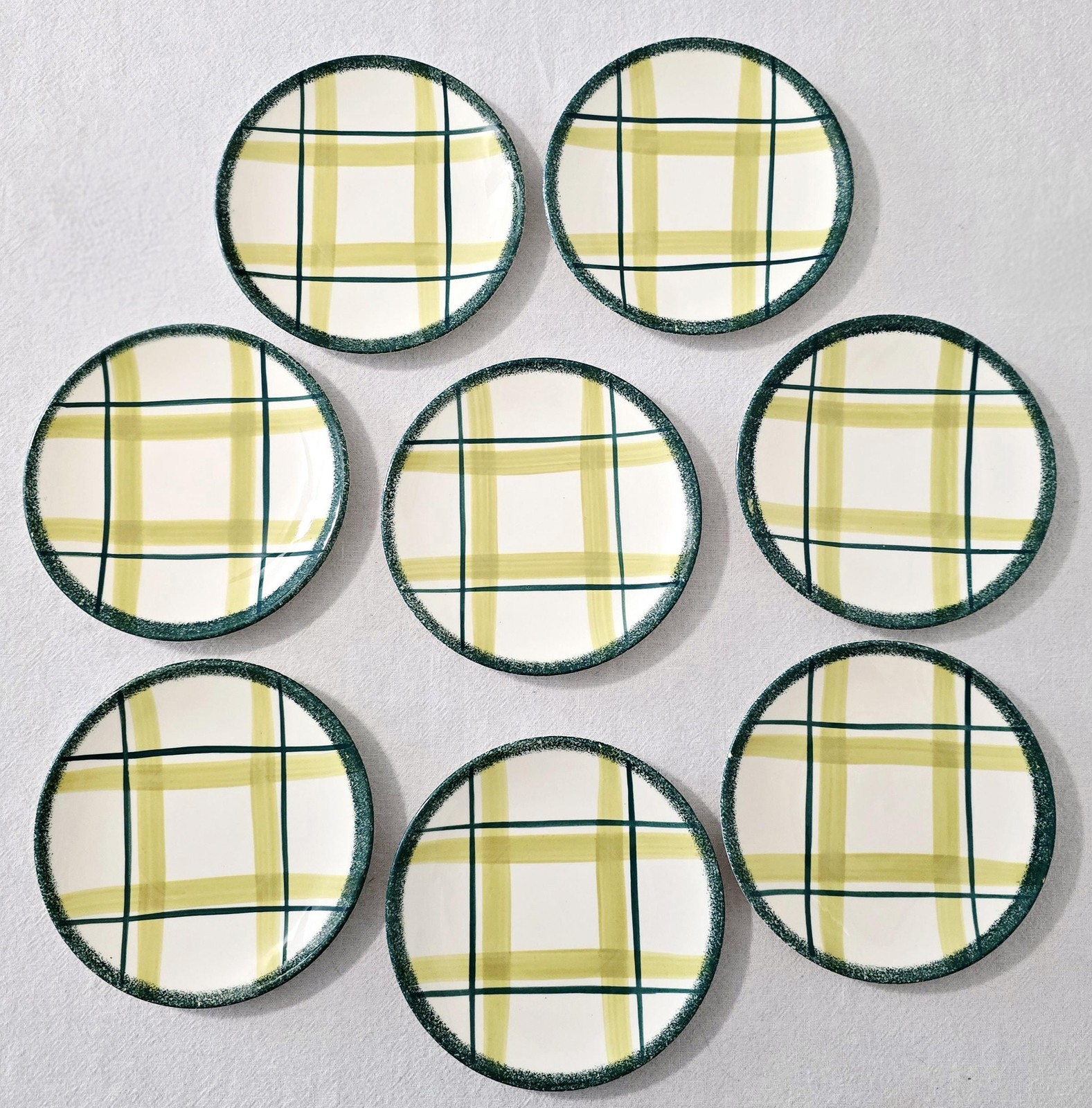 Edwin Knowles Pasadena Green Plaid Dinnerware Replacement Pieces, Mid Century