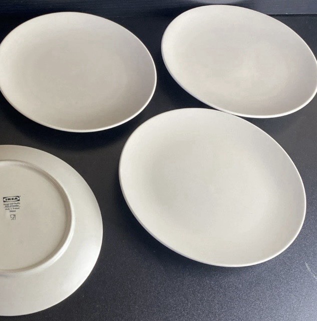 SET 4 IKEA 7 7/8″ Light Sand color Stoneware Salad Plates 10866 Matte Finish