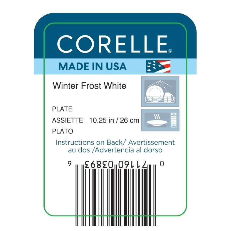 (2 pack) Corelle Winter Frost White Round Dinner Plate, 10.25″