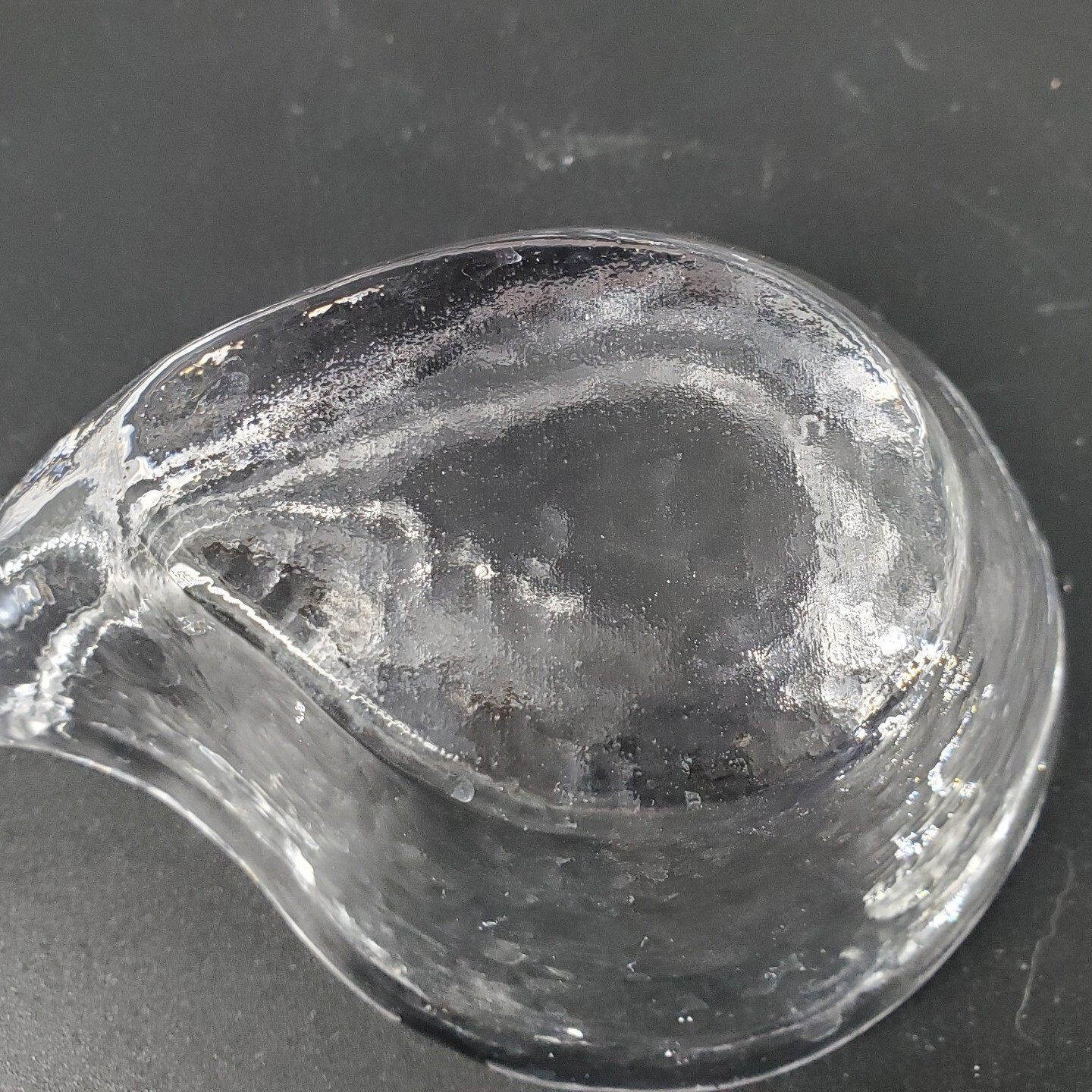 Simon Pearce Teardrop Paisley Glass Trinket Nut Candy Dish Asymmetrical Signed