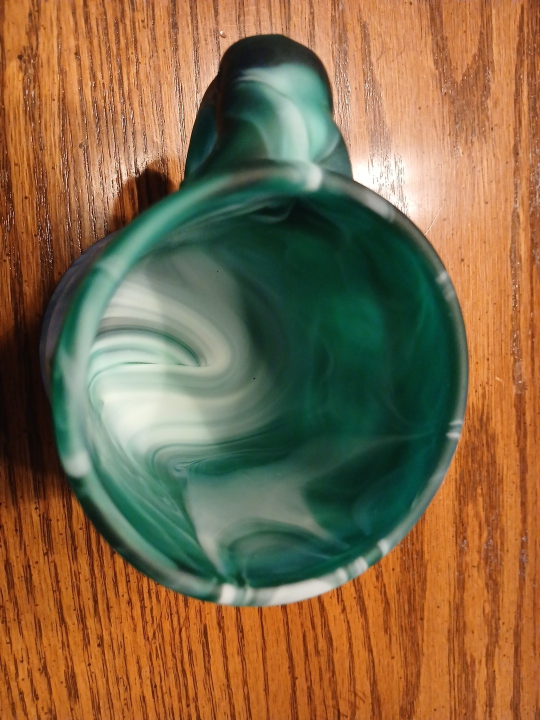 IMPERIAL GLASS Storybook Deep Green Slag Child’s Mug Cup Vintage – Nice!