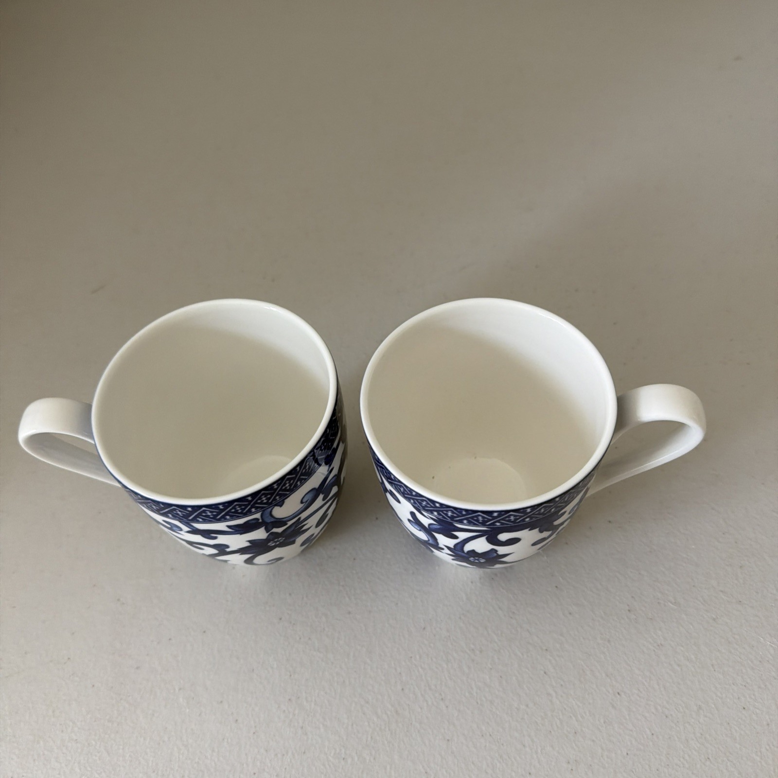 Lauren Ralph Lauren Mandarin Blue Porcelain 12oz Coffee Mug SET OF 2