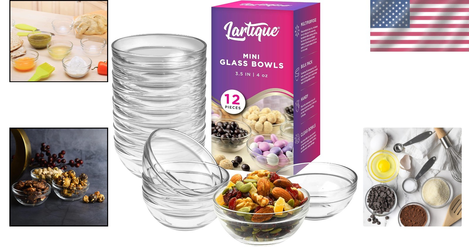 Elegant 3.5” Clear Glass Bowls – Multi-Purpose Prep Bowls for Every Occasion