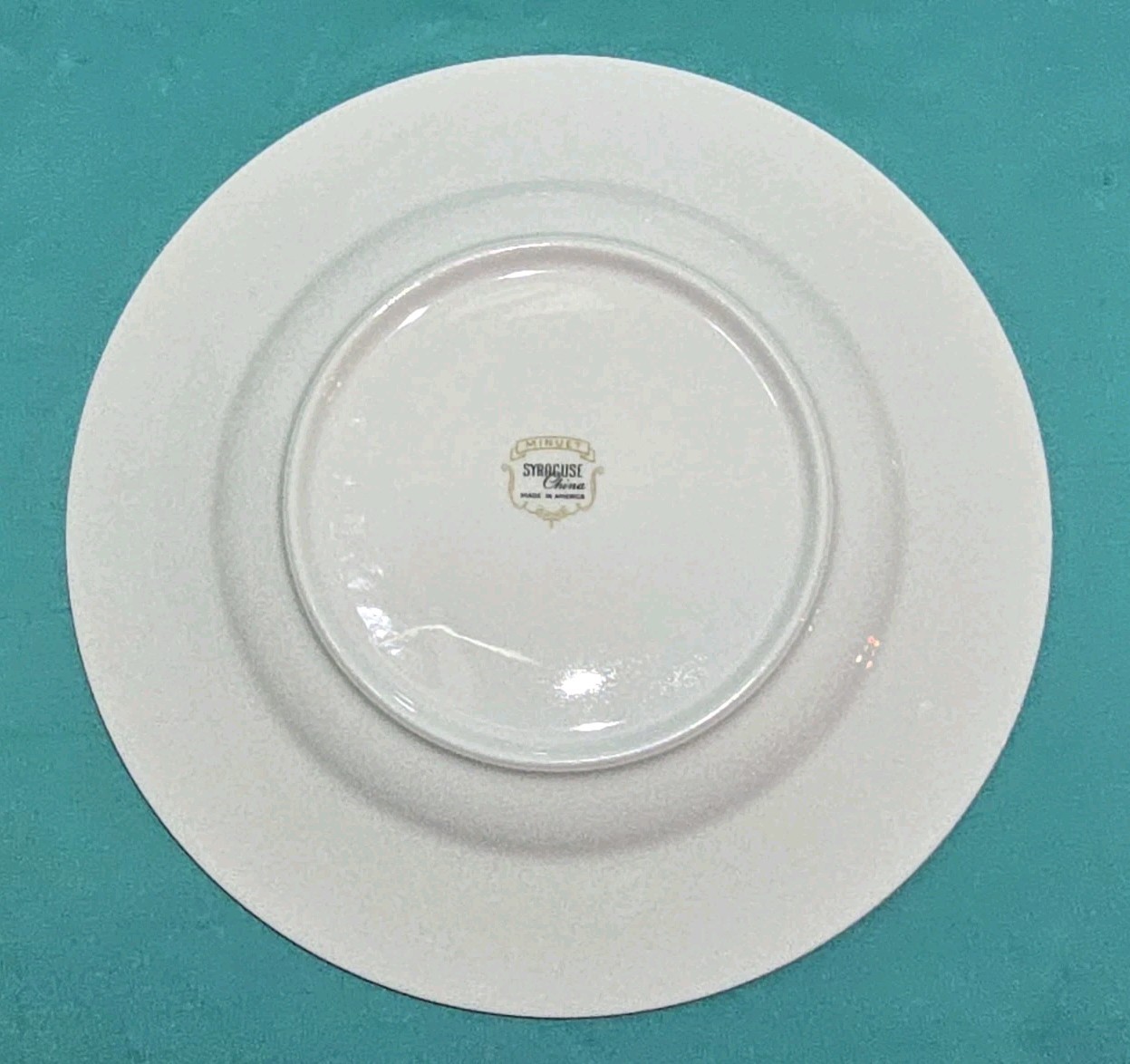 Set of 6 Syracuse Minuet Dinner Plates 10 3/4″ White Florals,Blue, Platinum Trim
