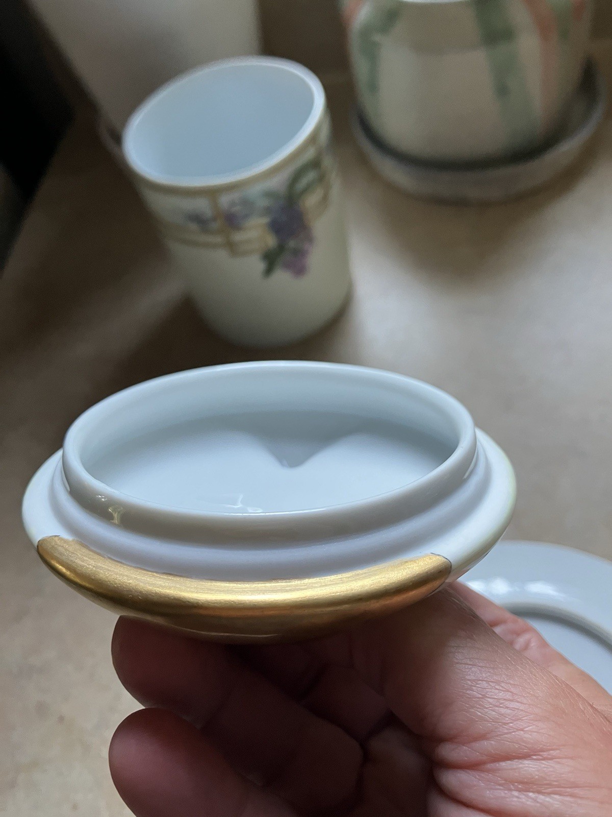 3pc Art Deco Rosenthal Donatello Bavaria Condensed Milk Holder Gold Porcelain