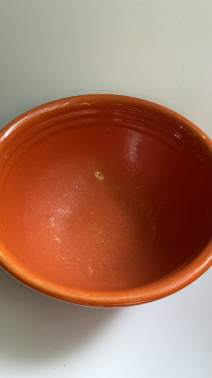 Bauer Orange Ceramic Round Bowl 9 in Diameter