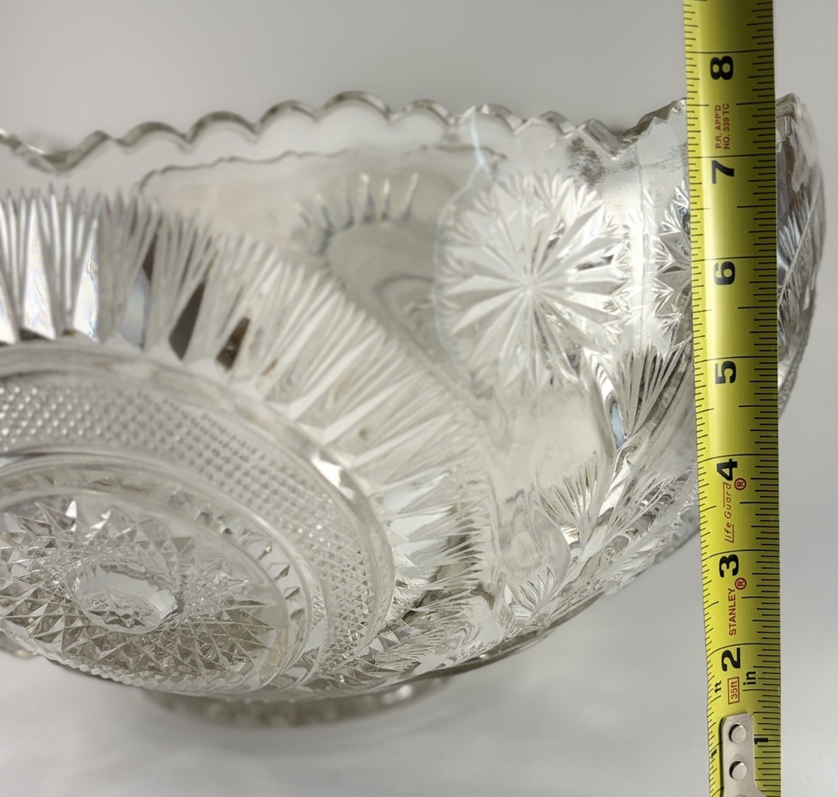 Smith Glass pinwheel And Stars Large Punch Bowl