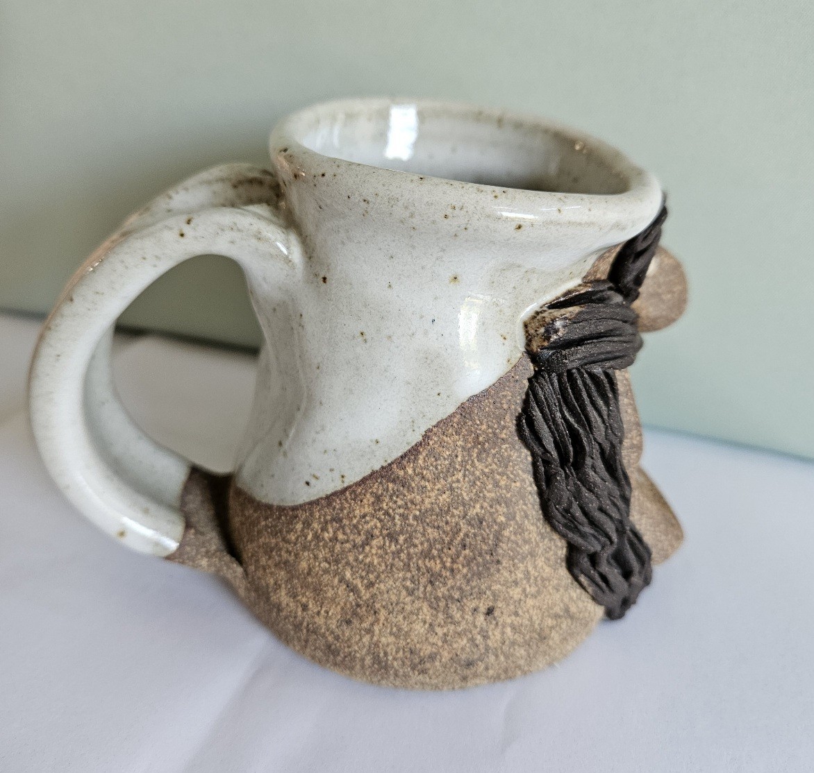 Vintage Ugly Face Mug Handmade Pottery 3D Funny Smile Coffee Cup