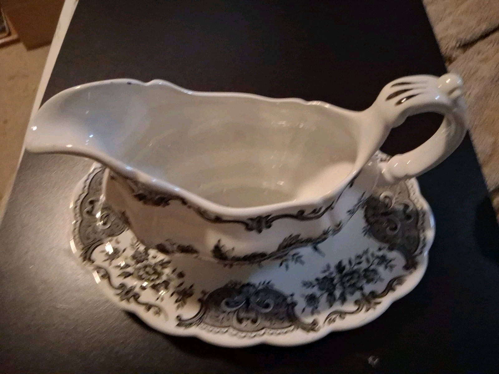 Vintage Ridgeway Windsor Pattern Gravy Boat And Underplate Set
