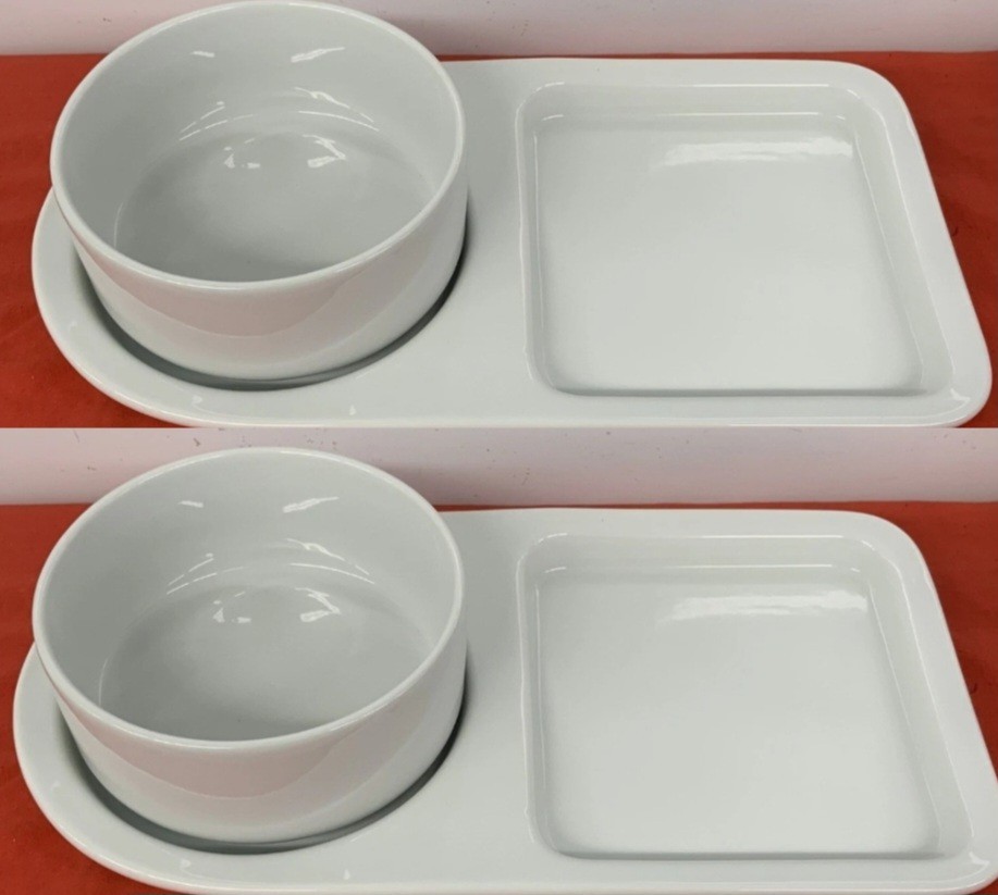 BIA INTERNATIONAL — WHITE SOUP – SANDWICH TRAYS WITH BOWLS (2 SETS)