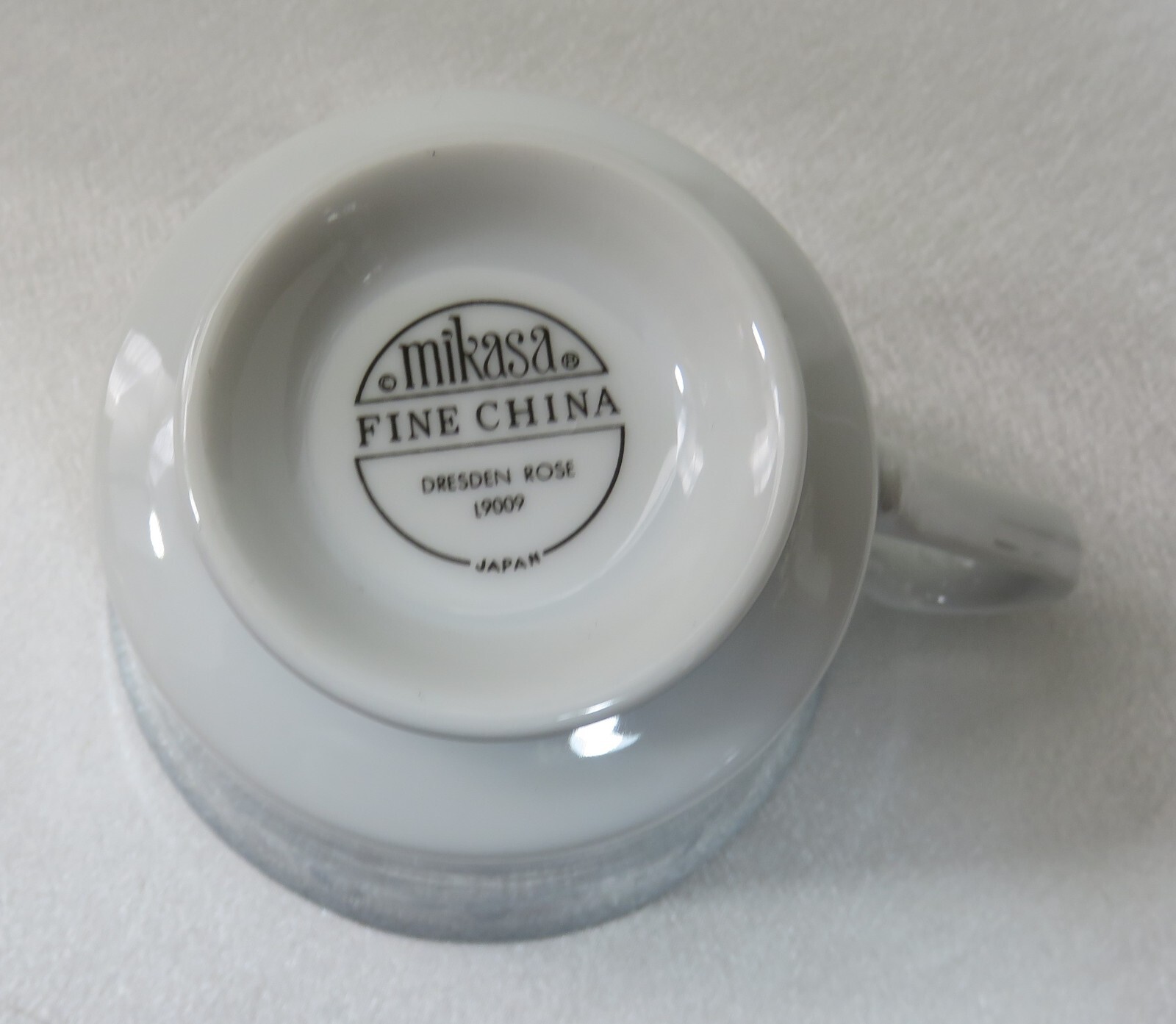 Mikasa Fine China Cup & Saucer DRESDEN ROSE White Blue Flowers – Platinum Trim