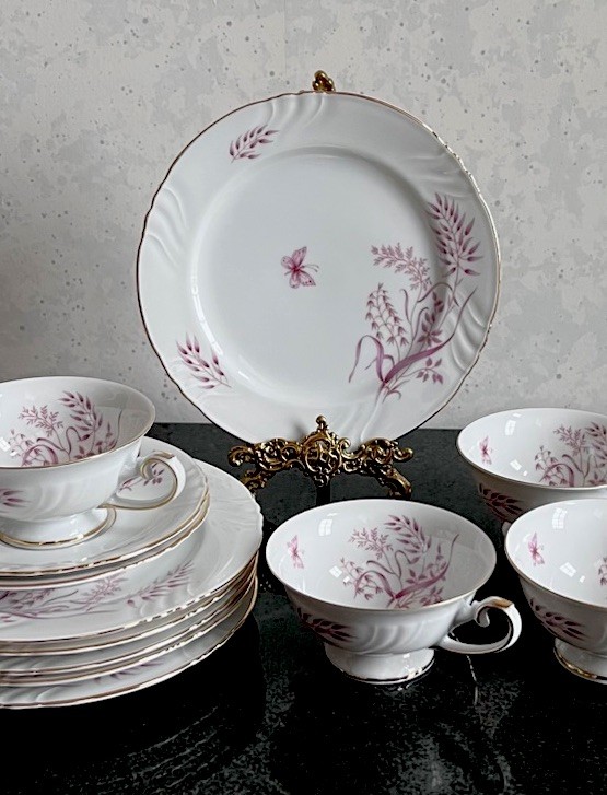 Thomas R Germany Porcelain Tea Cup, Saucer, Dessert Plate Trio Set of 5