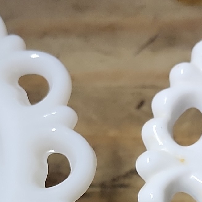 White Milk Glass Pedestal Compote Bowl, Round Glossy Openwork Rim