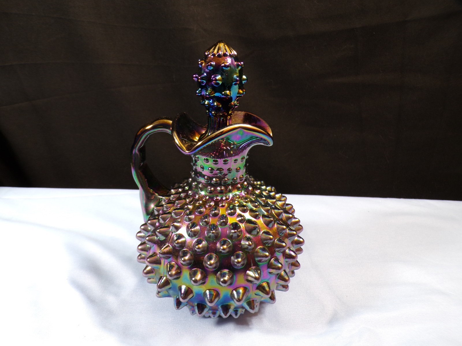 Limited Edition Fenton For Levay Amethyst Glass Hobnail Cruet w/ Stopper