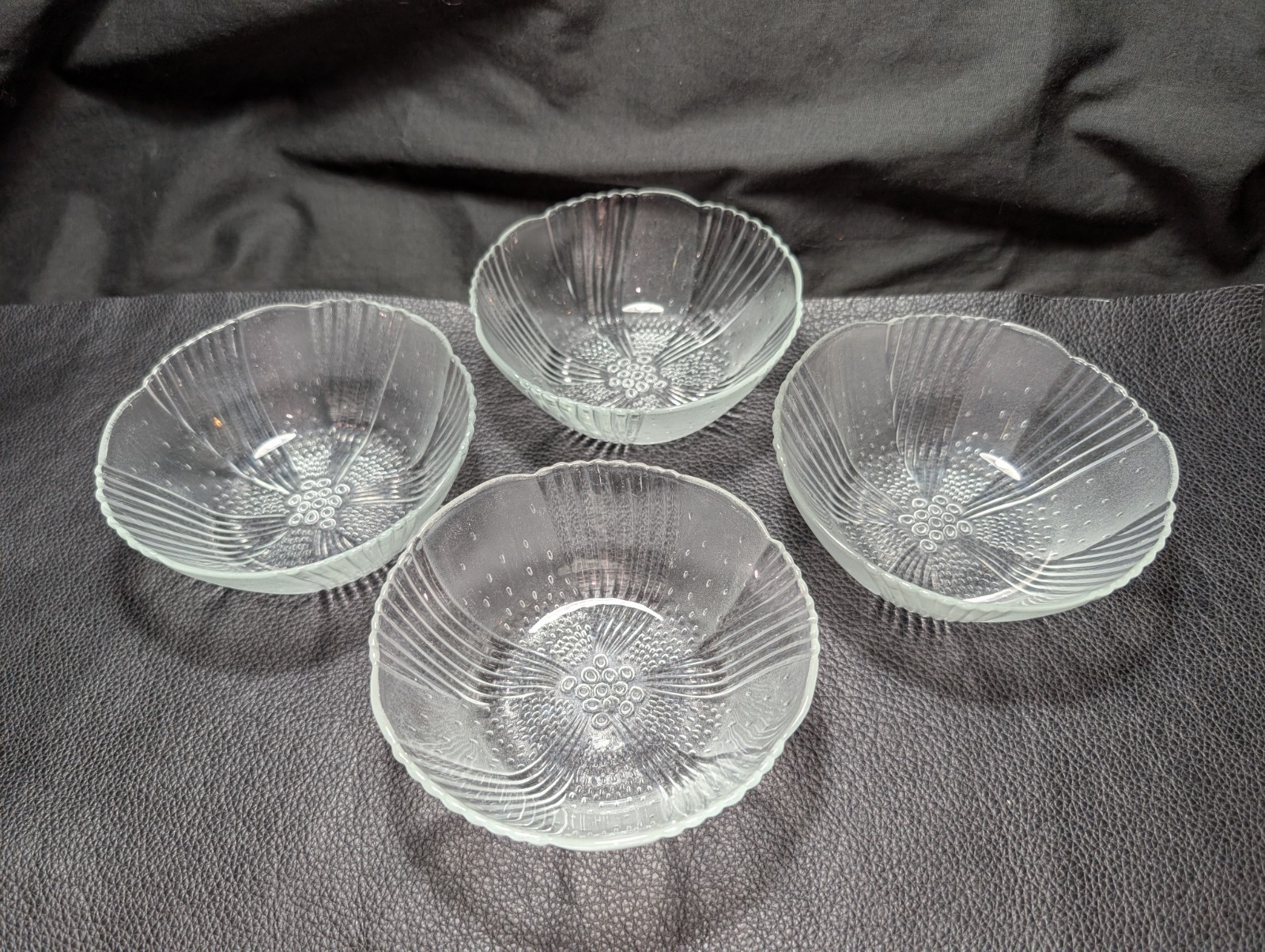 1970’s Set of 4 Libbey Harmony Glass Berry/Dessert Bowls Clear Glass Serving 5in