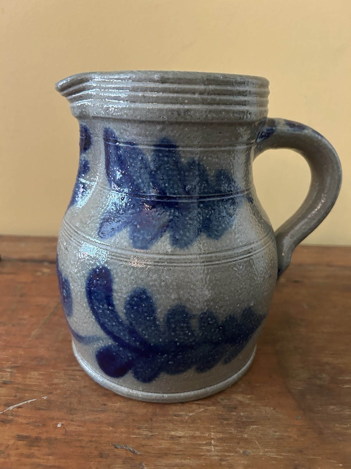 Vintage Beaumont Pottery Stoneware Pitcher w/ Elaborate Floral Decoration 1988