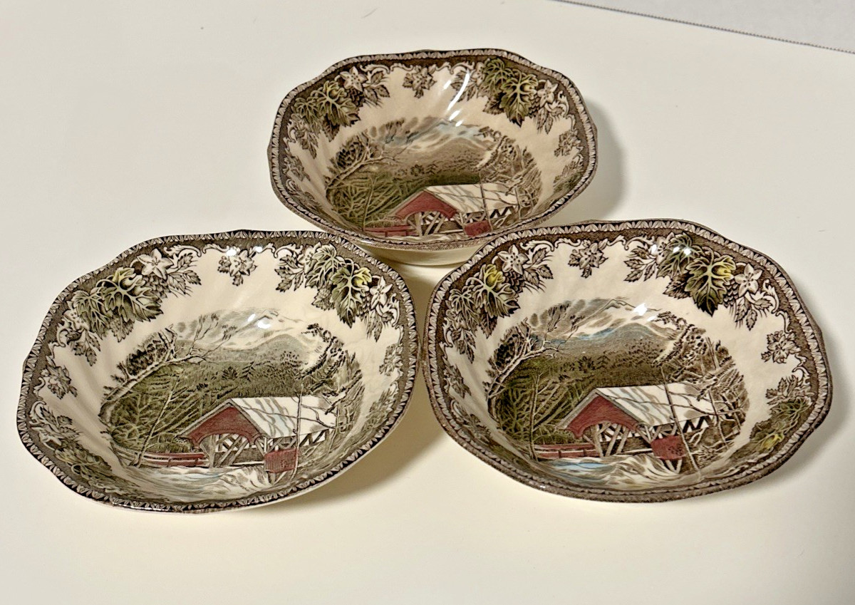 Johnson Brothers Friendly Village the Covered Bridge – Three Square Cereal Bowls