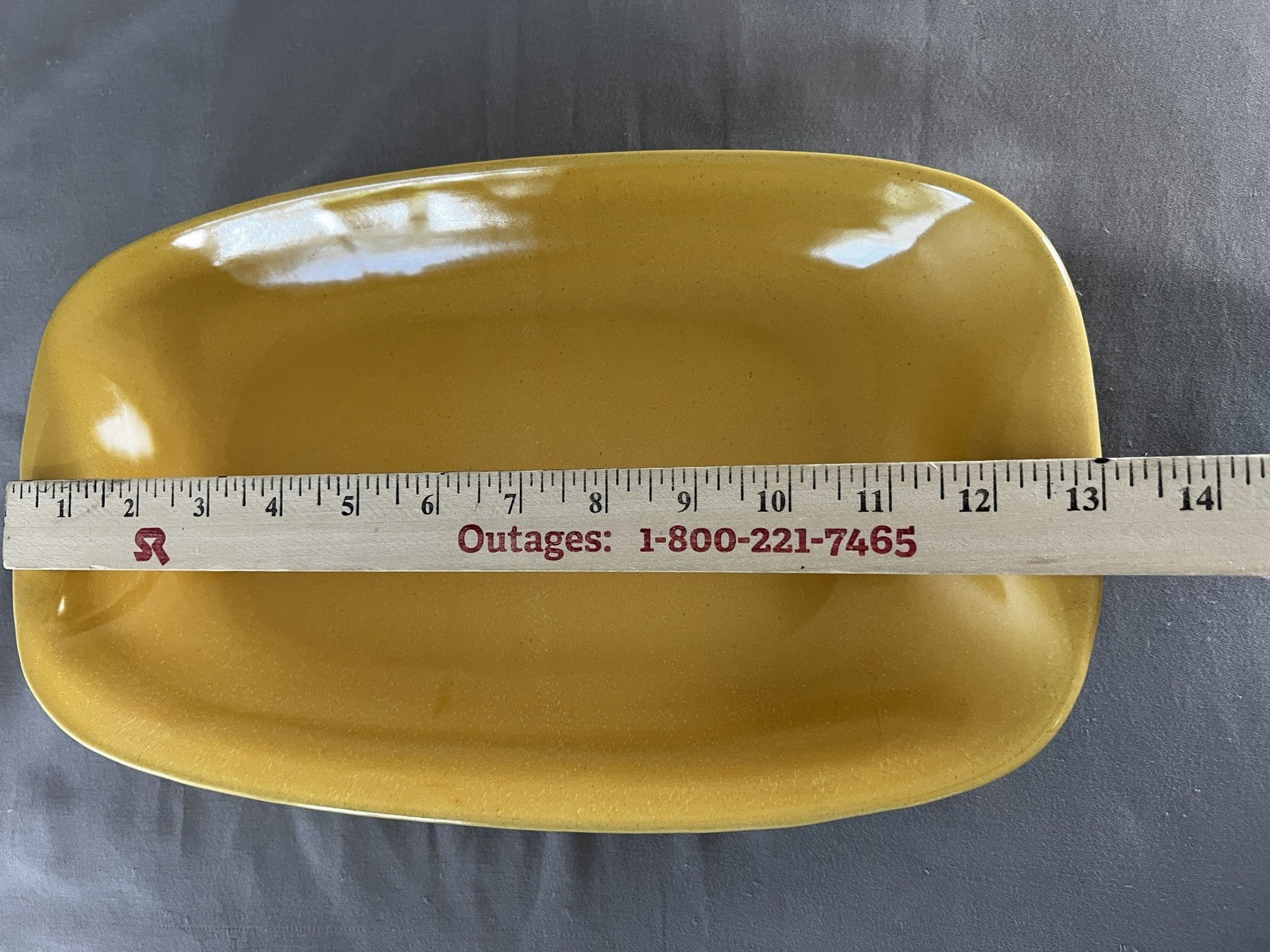 Vintage La Solana Pottery Ware Mustard Yellow 13″ Serving Tray Minimalist Style