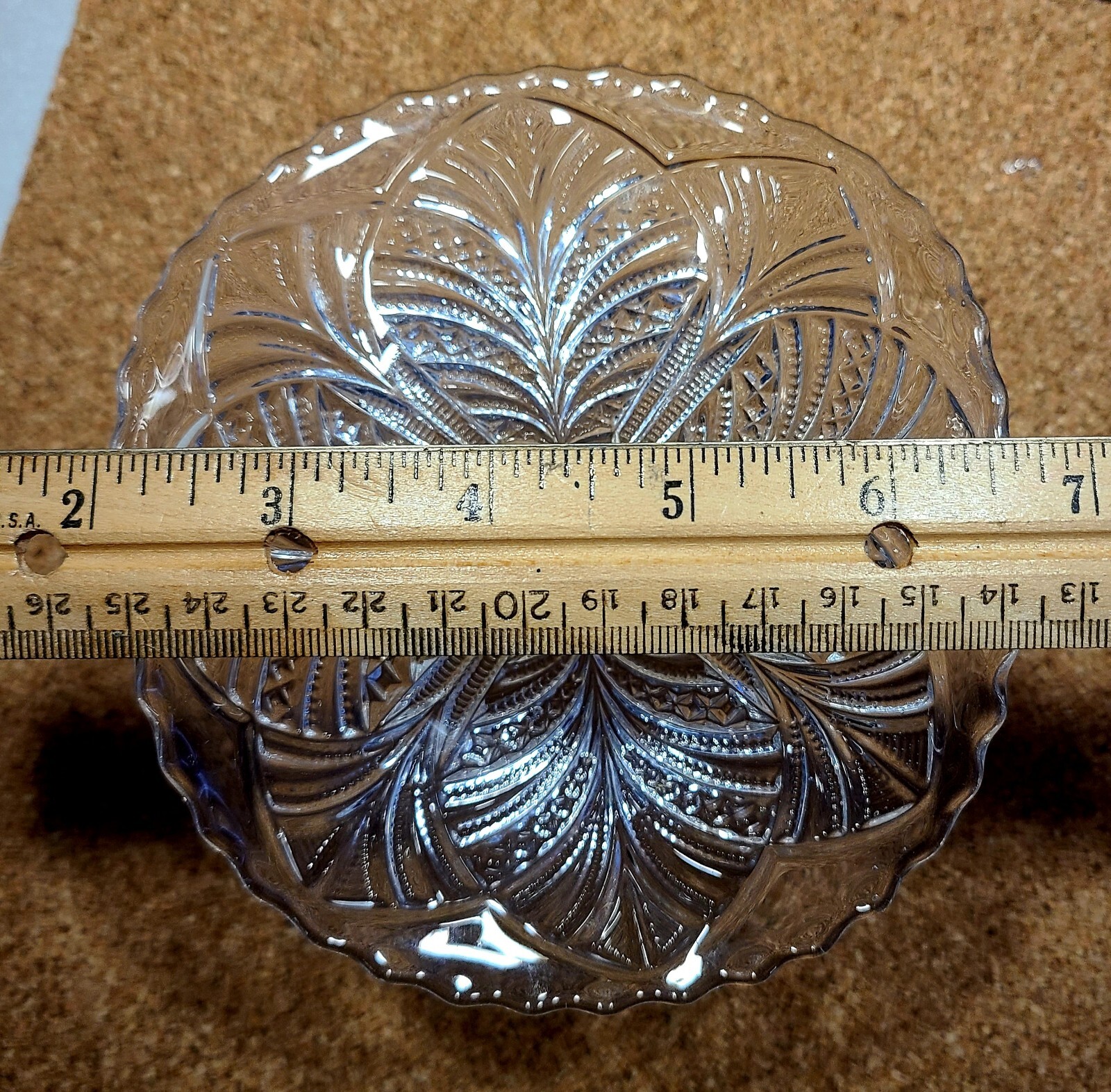 Vtg Bryce Higbee Clear Glass Palm Leaf Bon Bon Candy Serving Pedestel Dish Bowl
