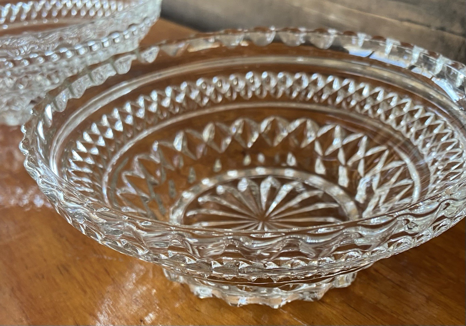 3 Anchor Hocking Wexford Bowls Dessert Berry Diamond Pattern Vintage
