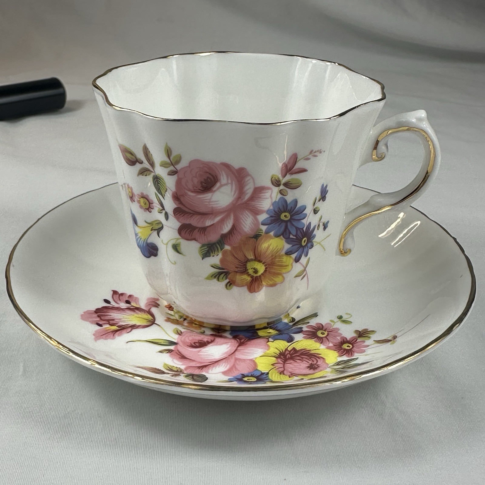Royal Grafton Pink Rose Teacup Saucer Set 1517 Bone China England Cottagecore