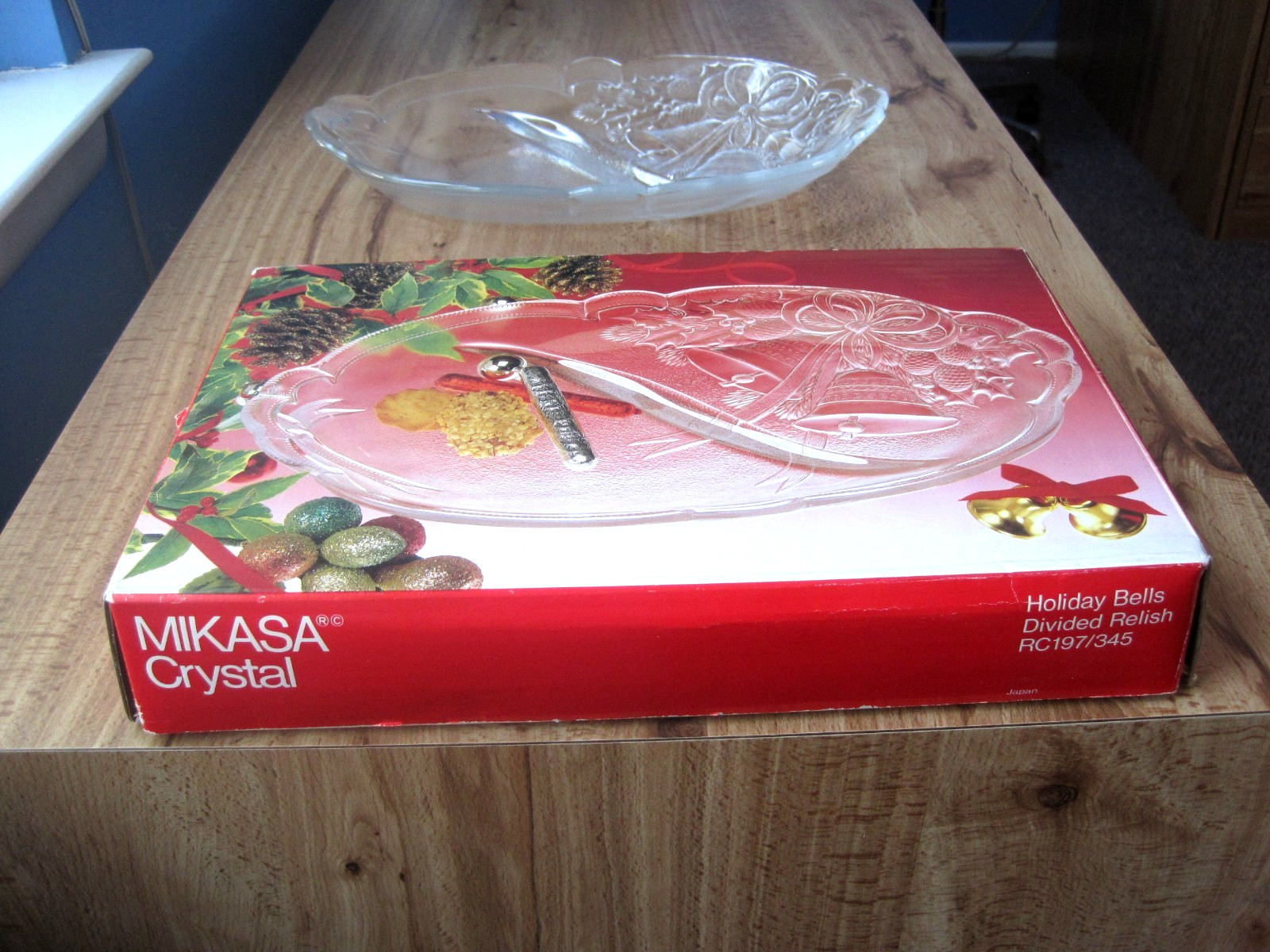 Vintage Mikasa Crystal Holiday Bells Divided Dish 10.25″ – NEW in Box
