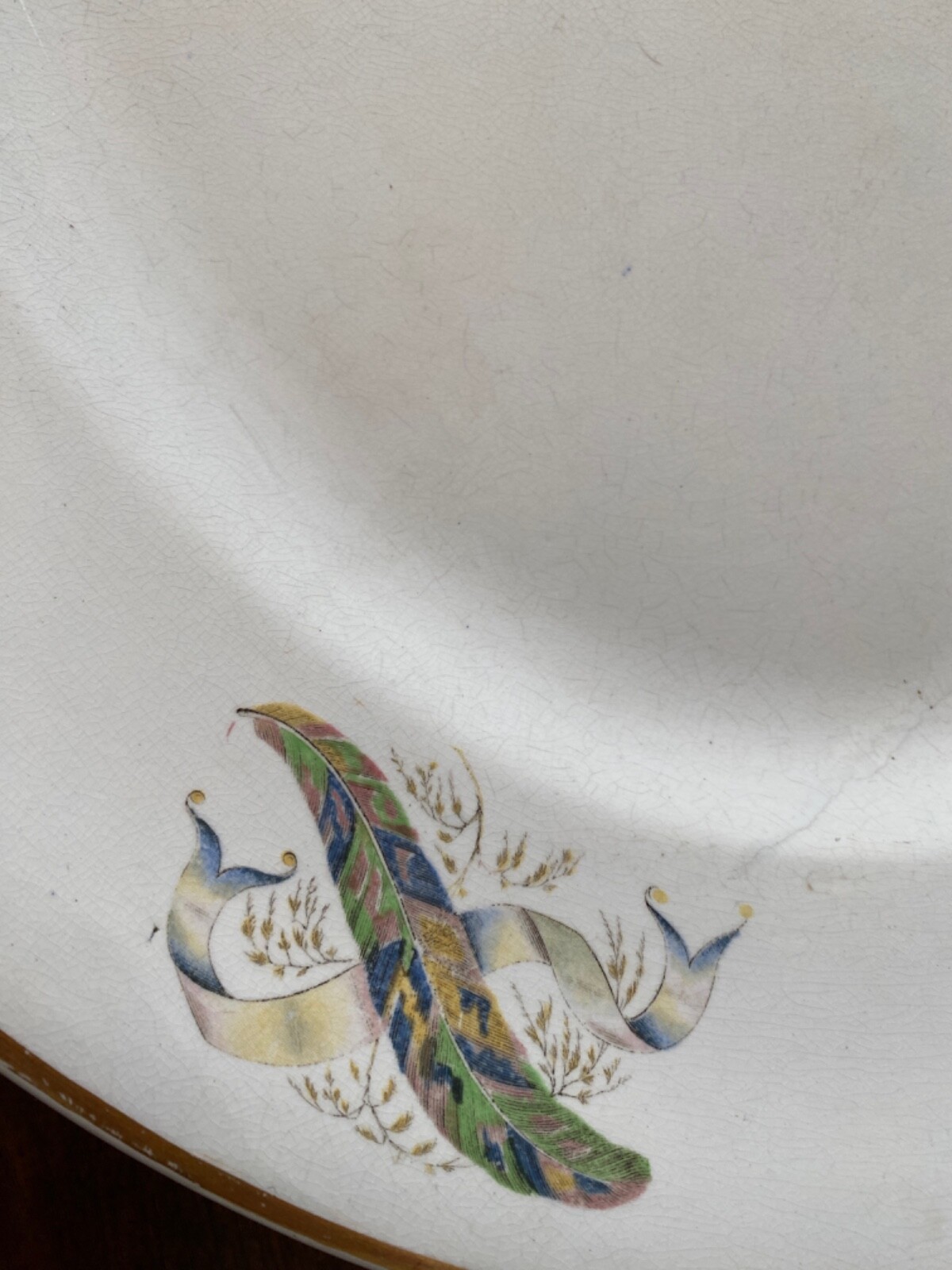 1880’s Aesthetic Movement Very Large Platter White with Florals, Insects Designs