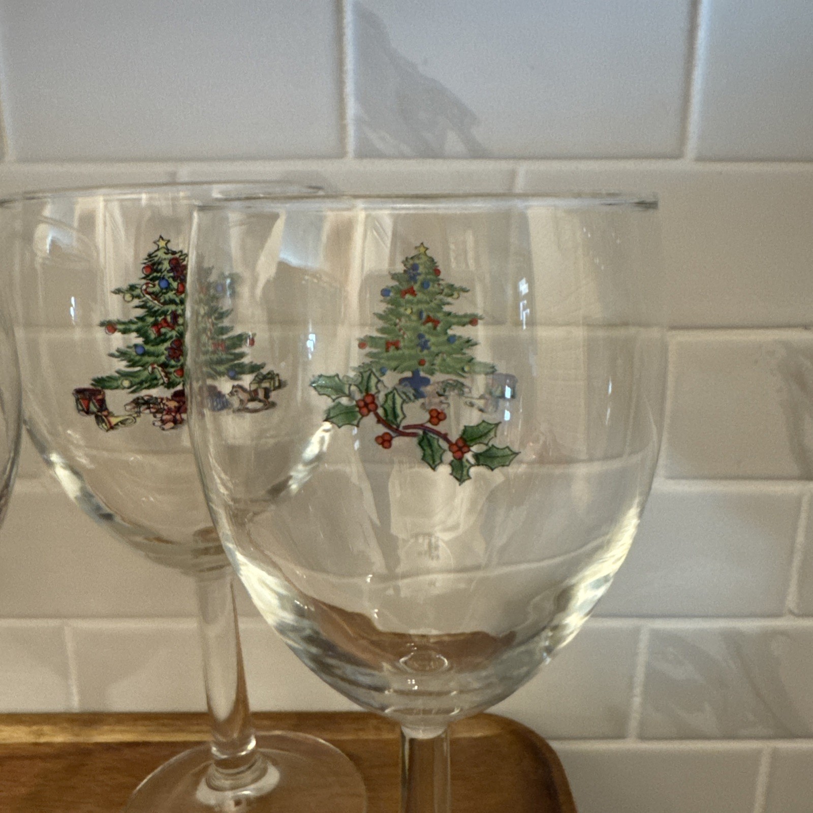 SPODE Christmas Tree Wine Glasees 8 1/2 Inches Height- Set of 4 -Mint Condition