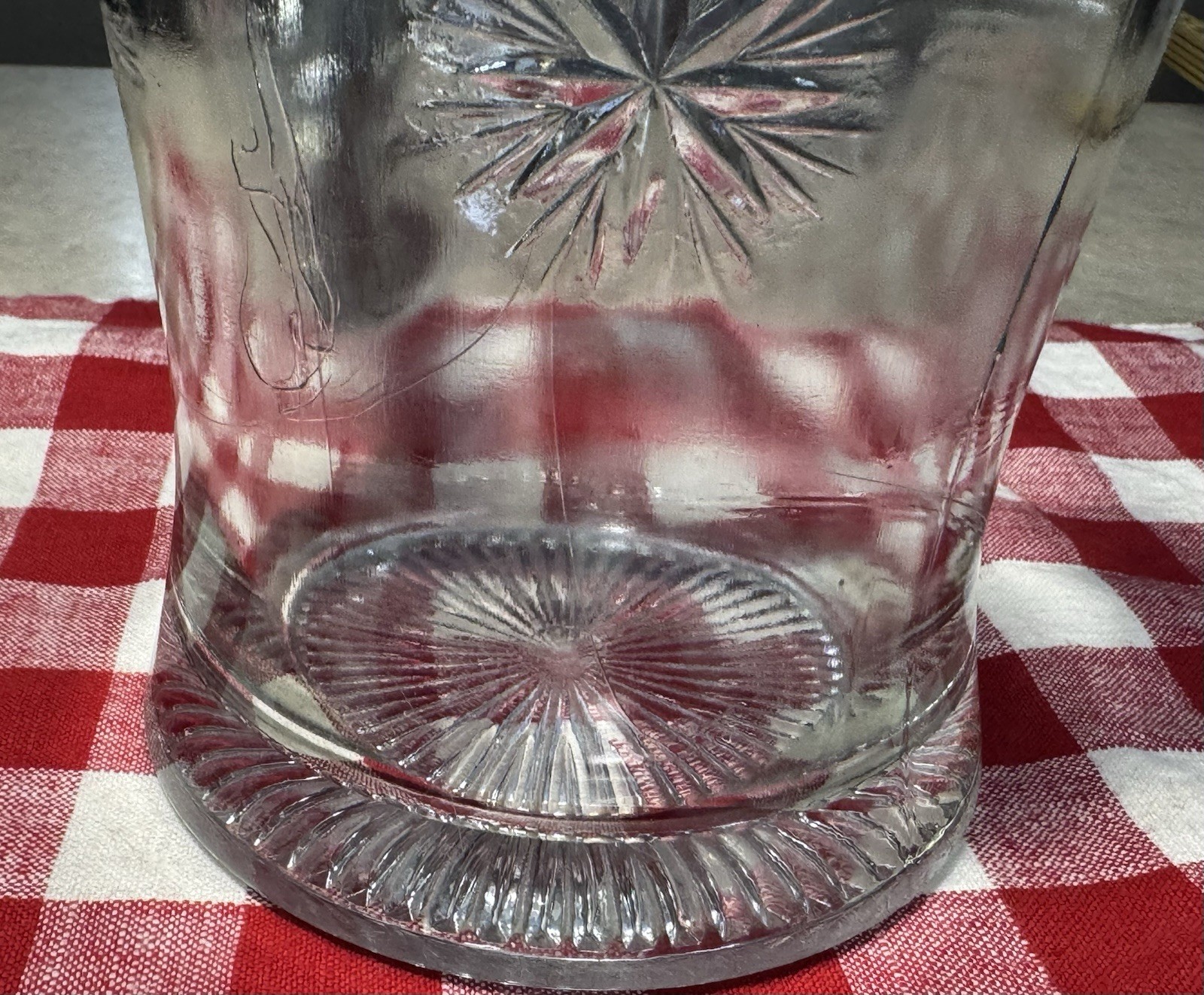 Early American Pattern Glass Pitcher – Bethlehem Star Pattern – Indiana Glass