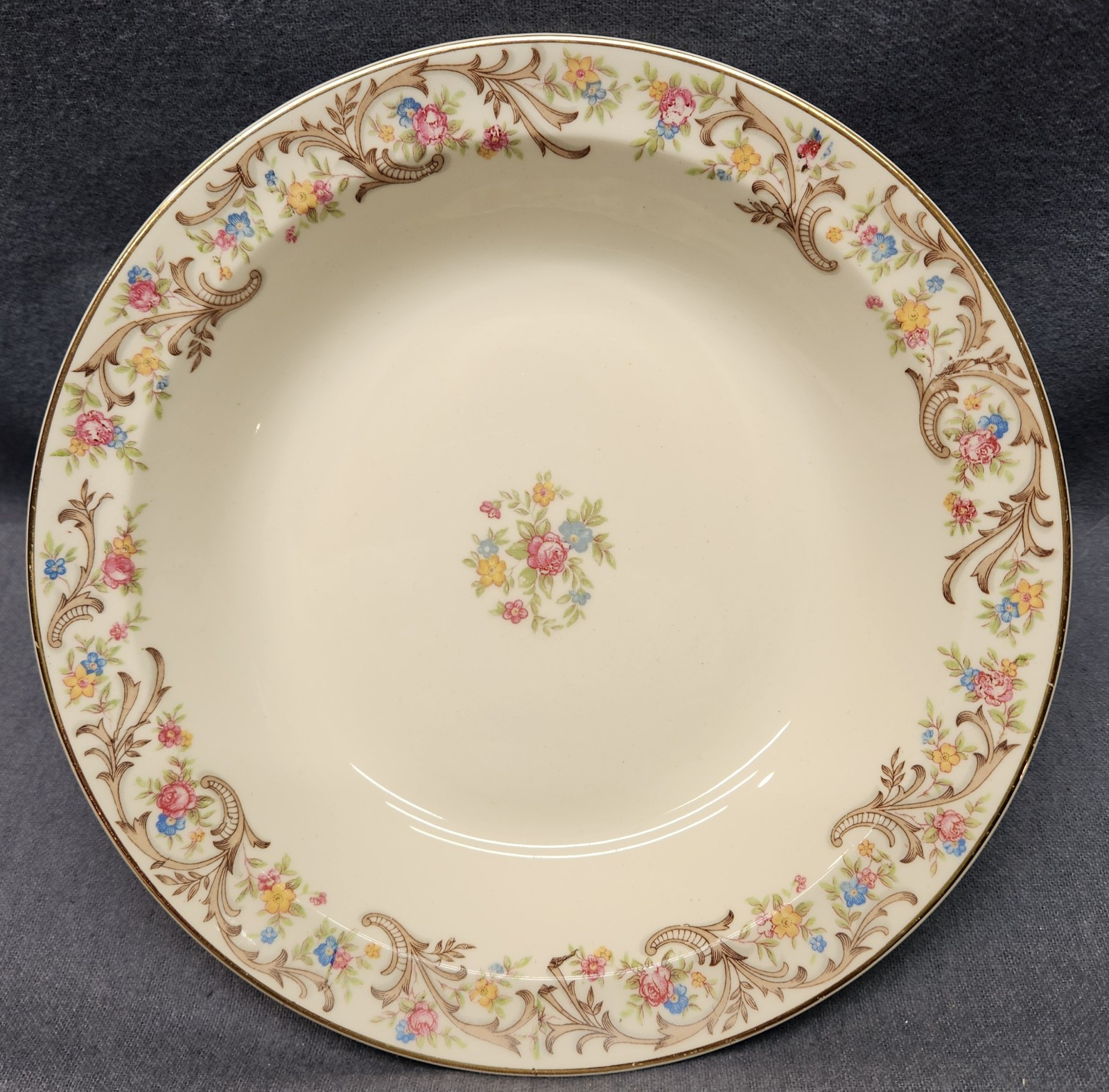 4 Vintage Taylor Smith Taylor SOUP BOWL 7.75″ TS&T 1631 Scroll Rose Floral Gold