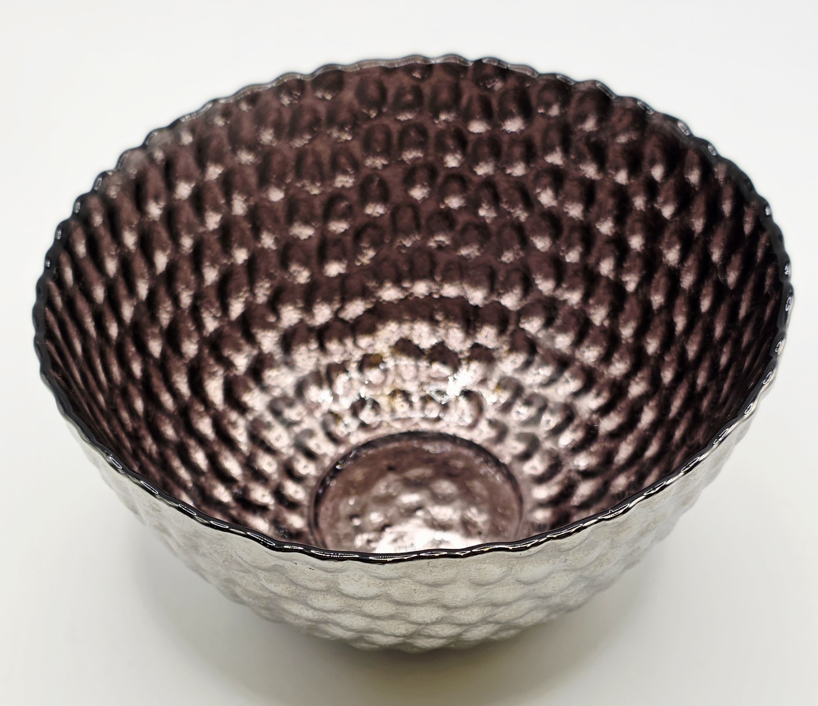 Vintage Textured Art Glass Dessert Bowls Lot of 3 Blue Green Purple
