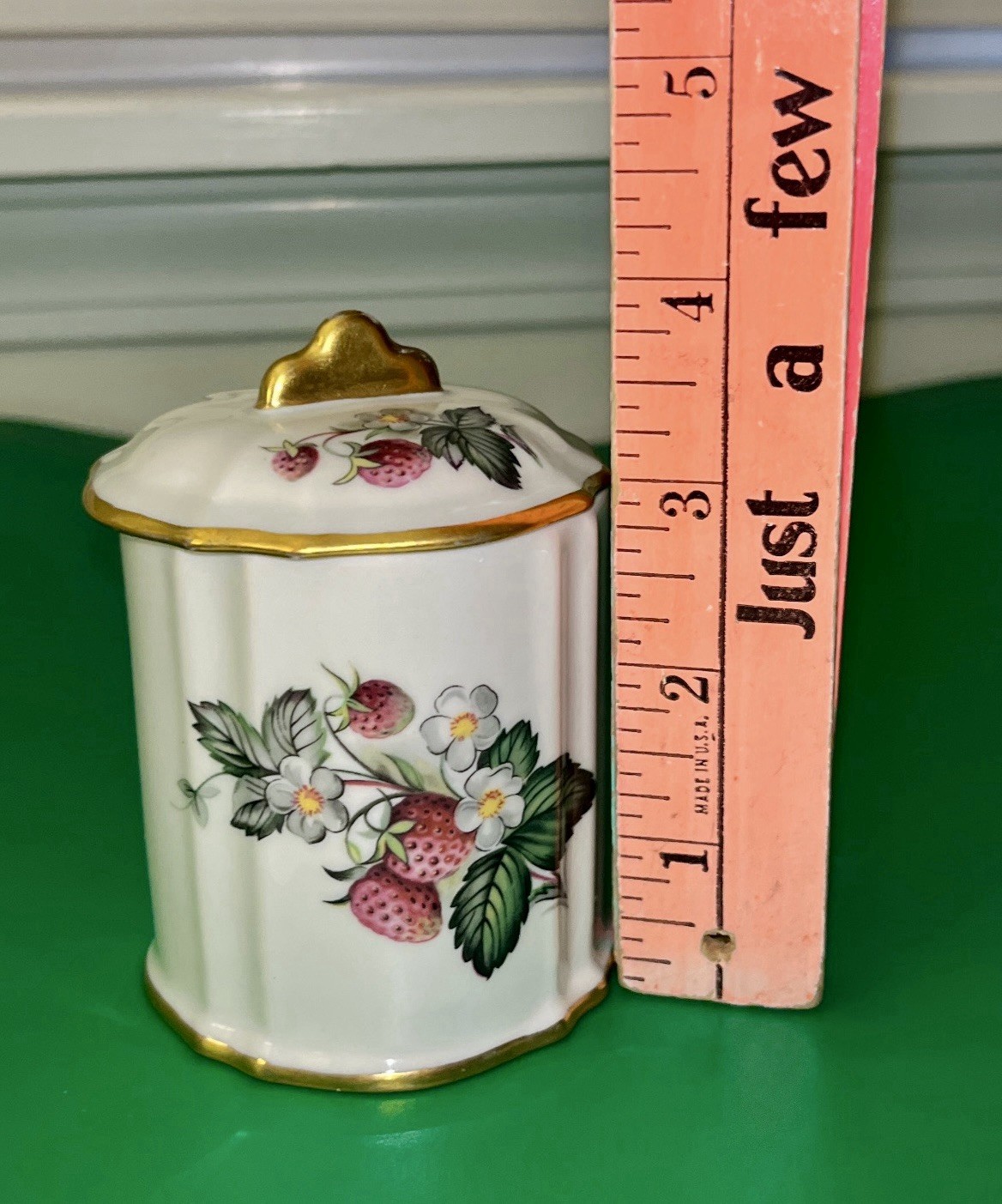 Antique Limoges France Hand Painted Porcelain Jelly Lidded Jar Gold Strawberry