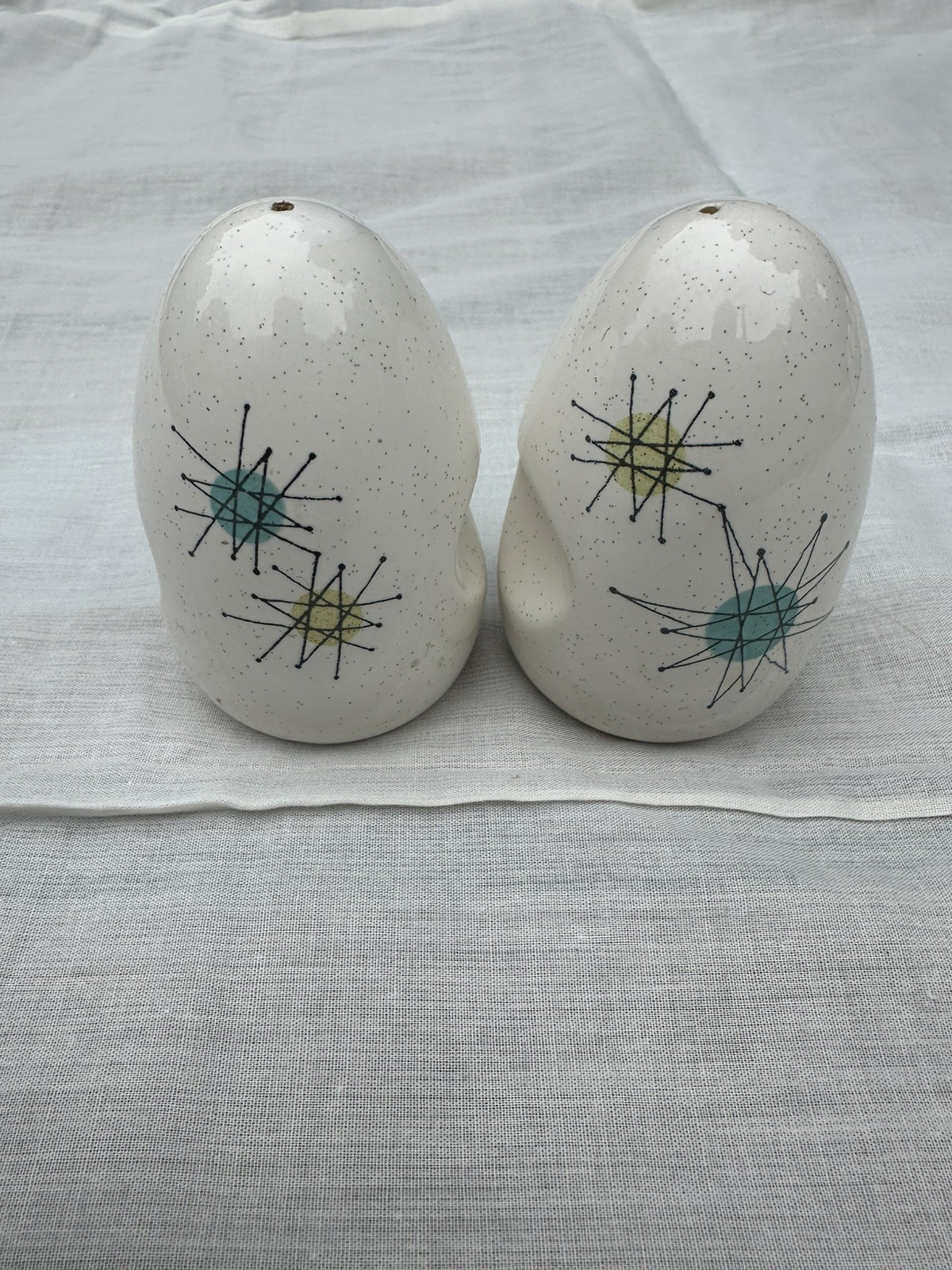 Franciscan Atomic Starburst Salt & Pepper Set MCM Mid-Century Modern