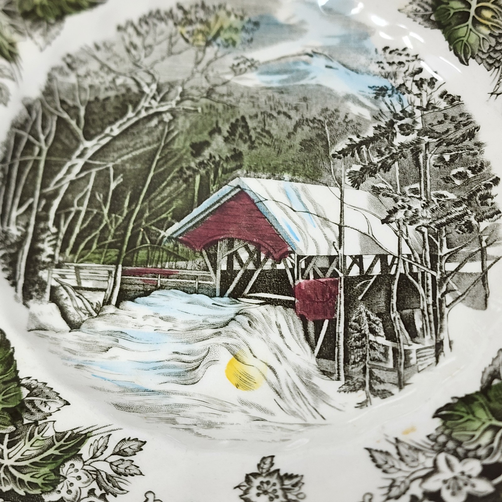 Friendly Village Johnson Brothers Covered Bridge Square Salad Dessert Plates Set
