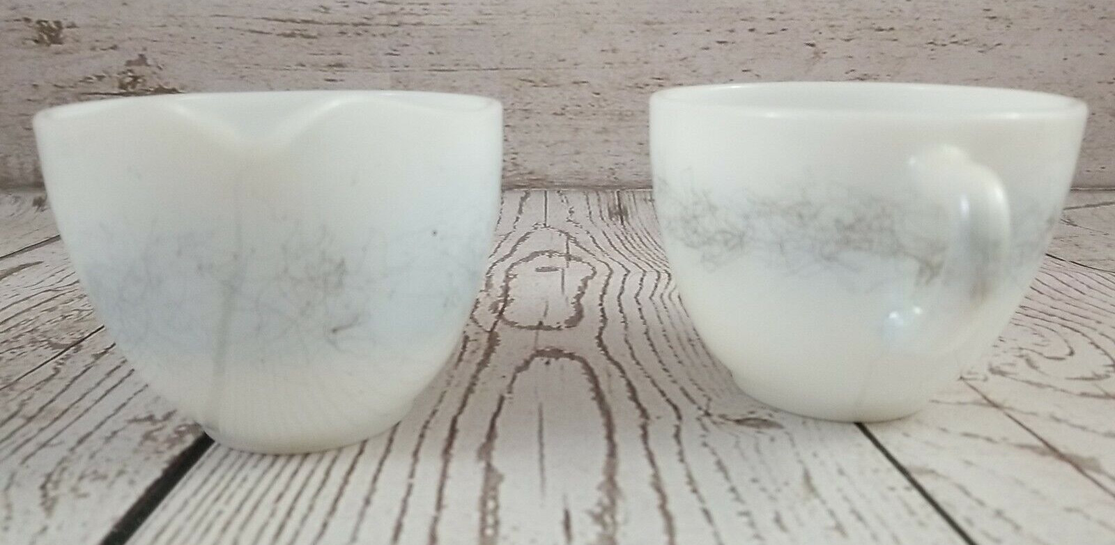 Federal Glass Creamer and Sugar Bowl Spaghetti Pattern Drizzle Retired Vintage