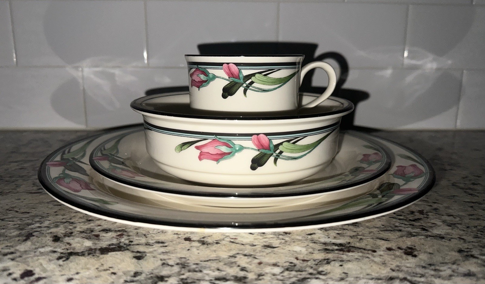 Lenox Chinastone Midnight Blossoms Four Piece Place Setting