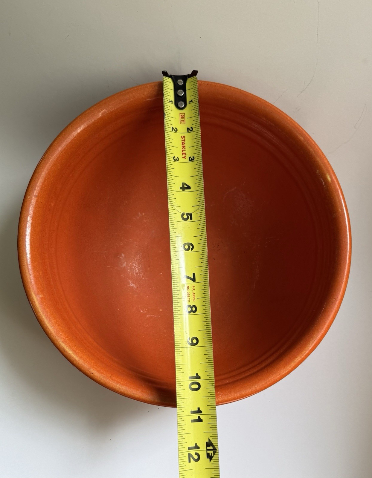 Bauer Orange Ceramic Round Bowl 9 in Diameter