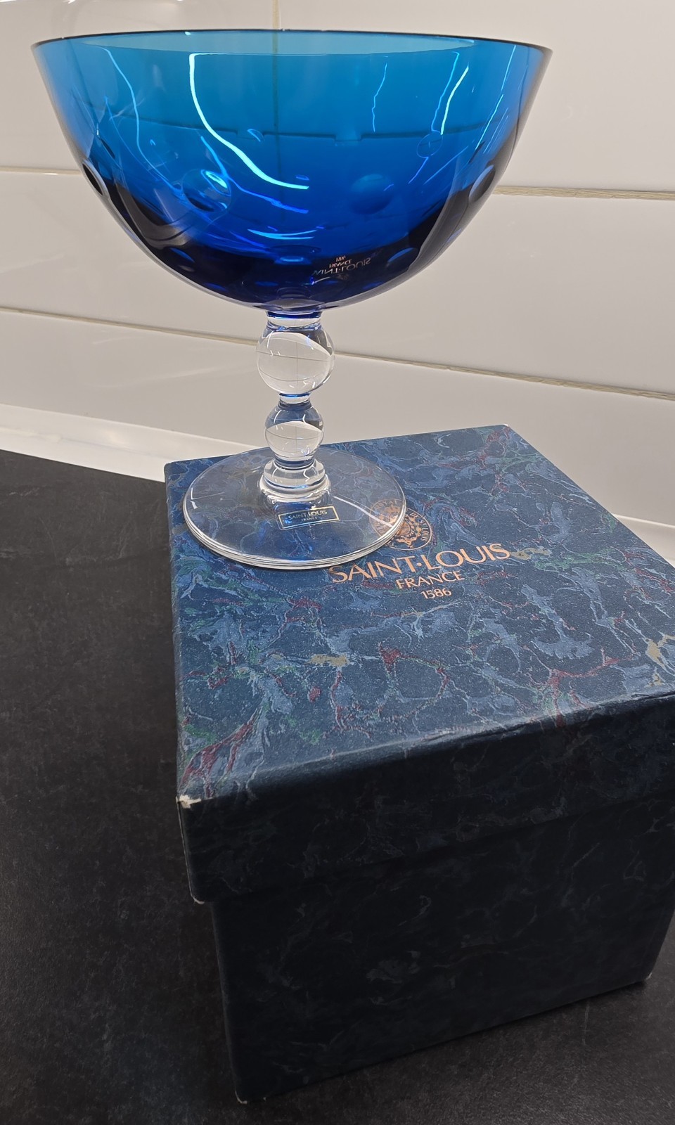 Saint Louis “Bubbles” footed cup, sky blue